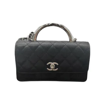 CHANEL Litchi Calfskin Shoulder Bag, Crossbody Bag, Handbag Women's Black