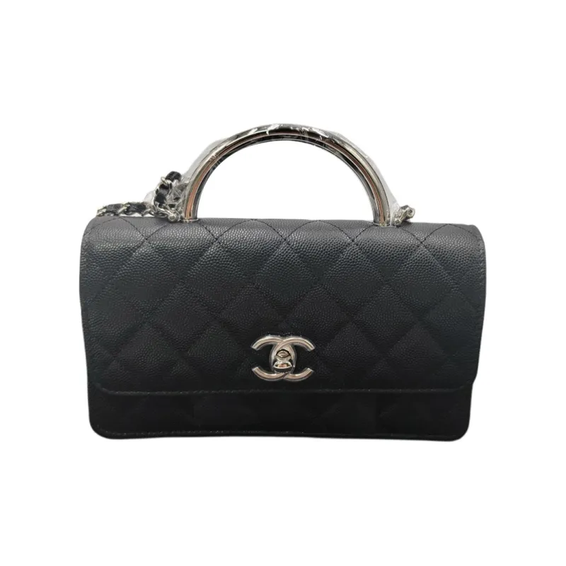 CHANEL Litchi Calfskin Shoulder Bag, Crossbody Bag, Handbag Women's Black-0
