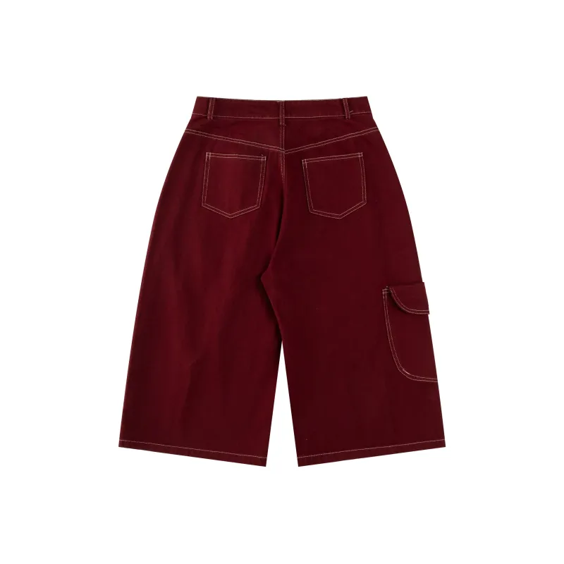 FOASIS Denim Shorts Women's Red-1