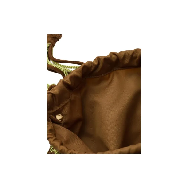 PRADA Cow Leather Handbag Trumpets Women's Brown & Green-5