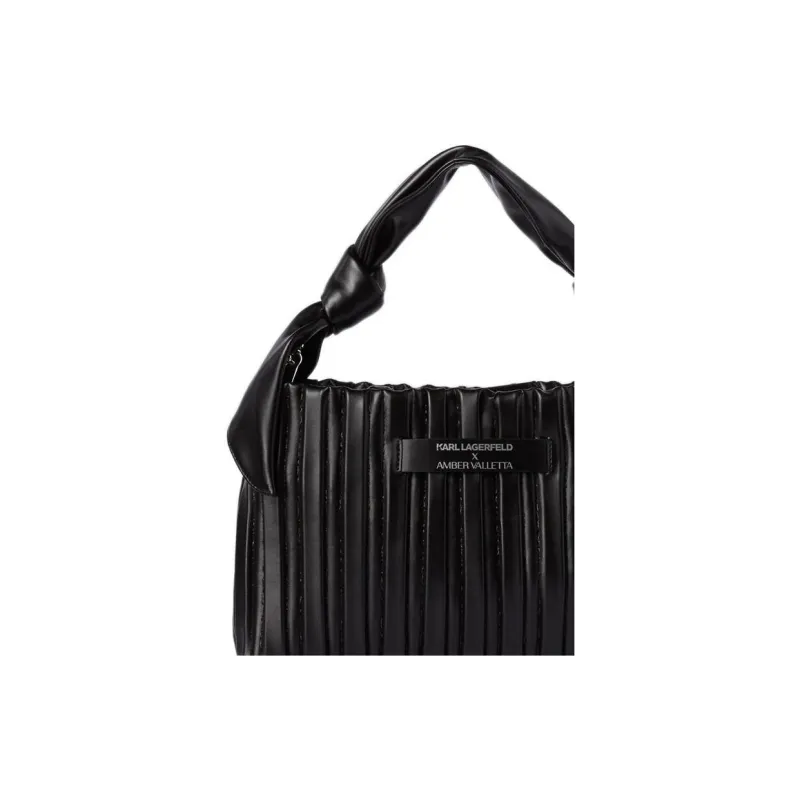 KARL LAGERFELD Amber Valletta Collaboration Artificial Leather Clutch, One Shoulder Handbag Women's Black-4