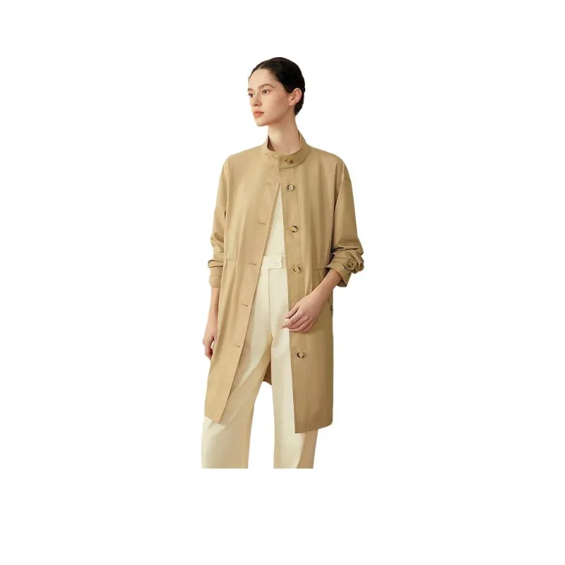 Yiner Trench Coats Women's Khaki-0