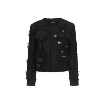GIMING Cropped Coats Women's Black