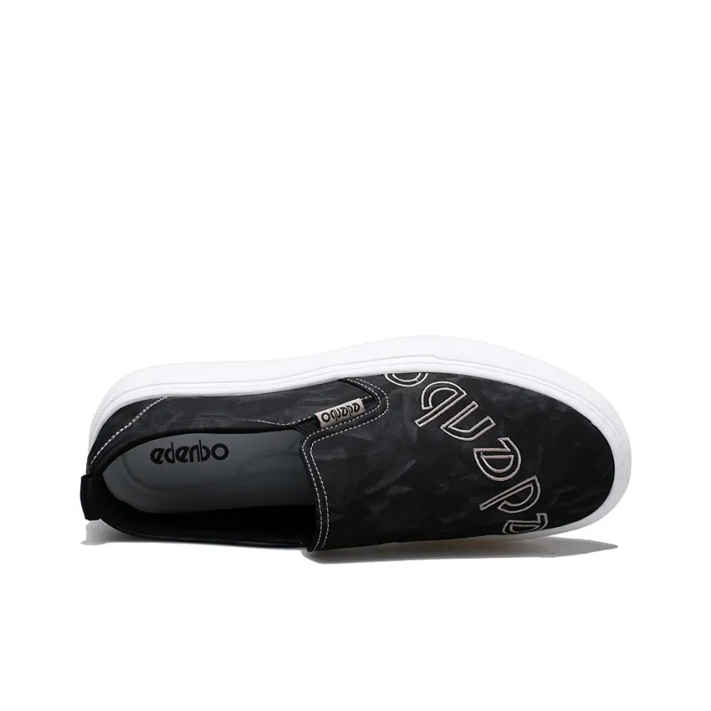 EDENBO Men's Casual Shoes Men Low Top Black/Sand-3