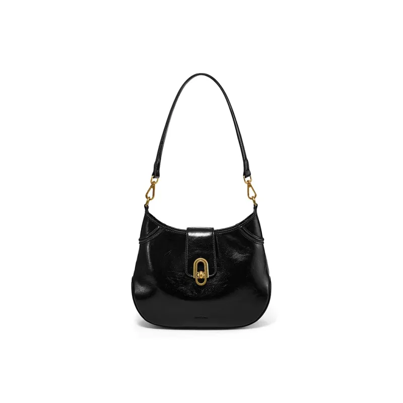 Simedin Cow Leather Shoulder Bag Trumpets Women's Sunlight Yellow/Ecru/Deep Black-11