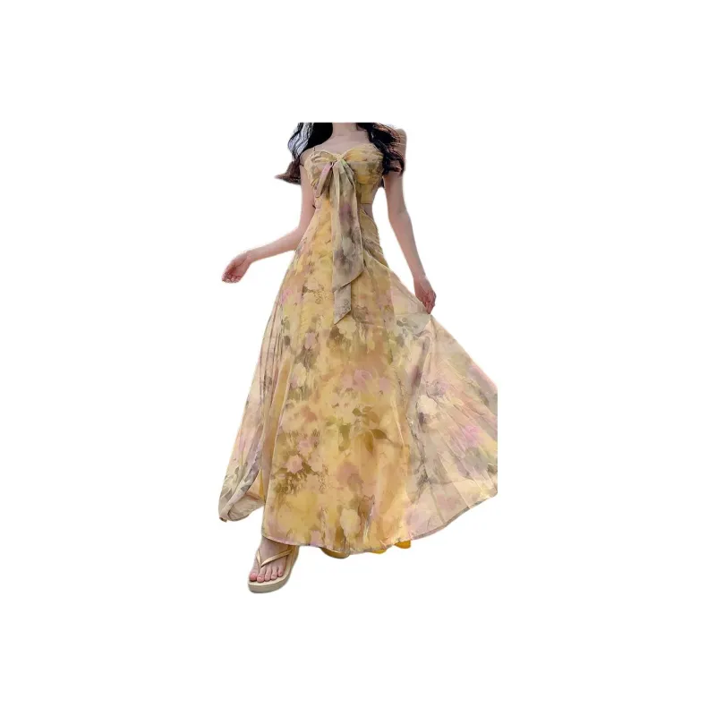 Dior Beauty Slip Dresses Women's Yellow-4