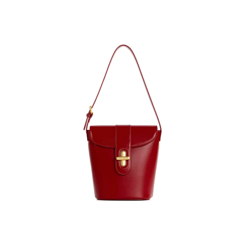 Cthulhu Cow Leather Tasty French Fries Bag Shoulder Bag, Crossbody Bag Trumpets Women's Red/Ecru-1