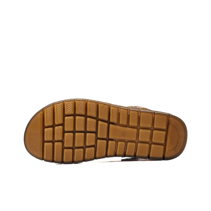 AOKANG Beach Sandals Men Yellow Brown-4