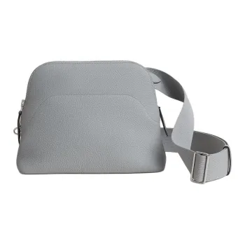 HERMES Bolide Togo Calfskin Crossbody Bag Unisex Mist Gray