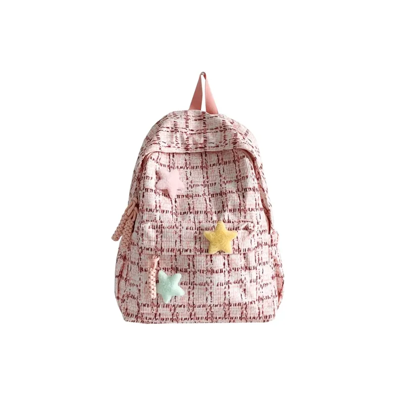 WICKBUEN Composite Cloth Backpack Women's Pink/Green/Blue-0