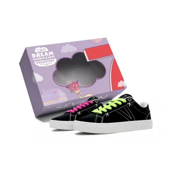 7 SEVFUN Abrasion Resistant, Lightweight, And Breathable Low Top Skateboard Shoes Unisex Pink Green Mismatched
