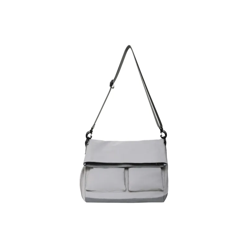 Moonshine Nylon Messenger Bag, Shoulder Bag, Crossbody Bag Unisex Black/White/Gray-8