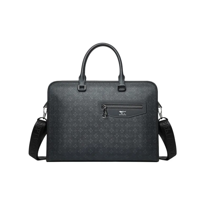 SEPTWOLVES Artificial Leather Briefcase Regular Unisex Black-0