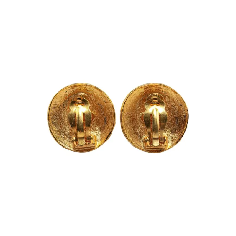 CHANEL Gold Plated Earrings Unisex Gold-1