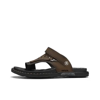 AIPSEN Rubber Sole Flip Flops Men's Brown