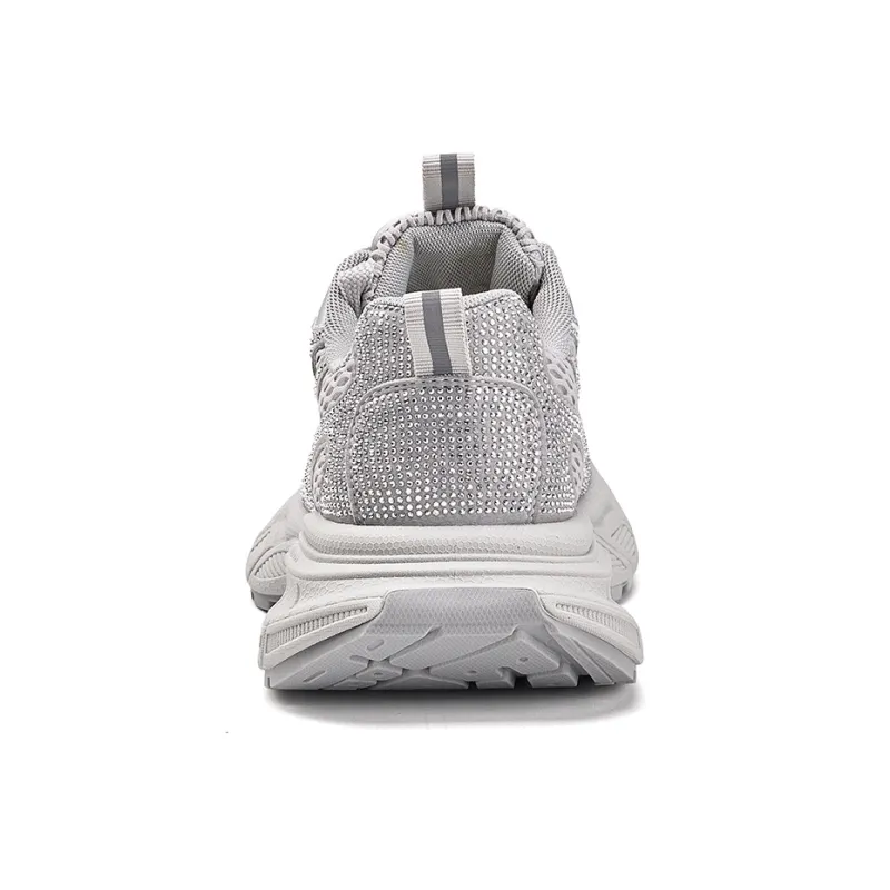 La Chapelle Abrasion Resistant, Breathable, Lightweight, Height Increasing Low Top Chunky Sneakers Women's Silver-4