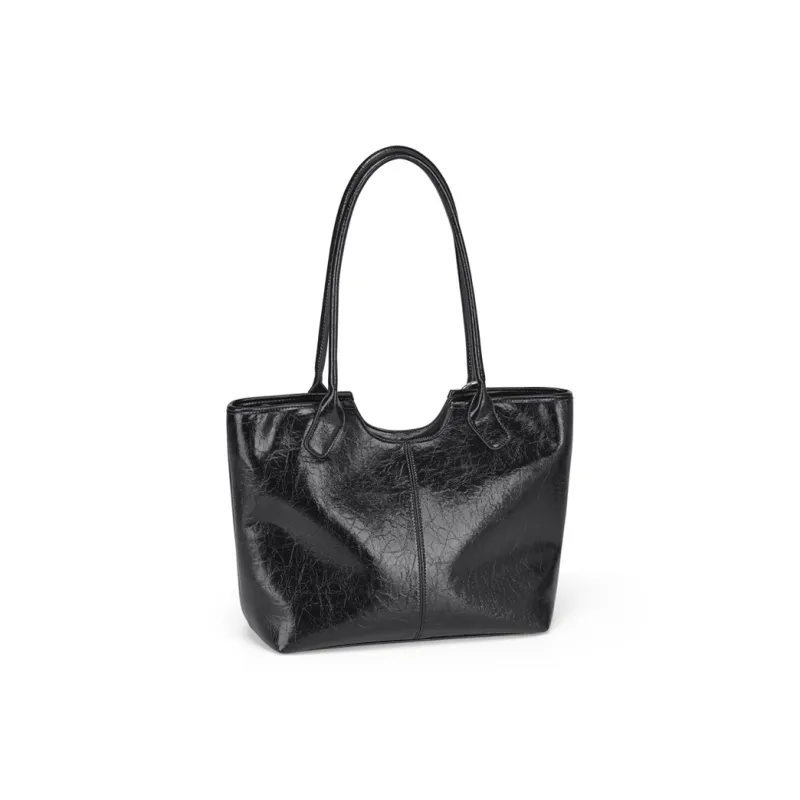 CinvaiKrose Super Fine Synthetic Leather Tote Bag, Handbag, Shopping Bag, Shoulder Bag Tubas Women's Ecru/Black-8