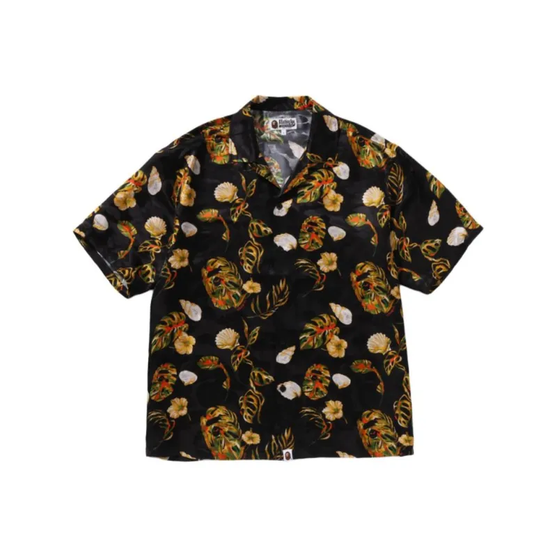 Bape Vacation Pattern Open Collar Ss Shirt-0