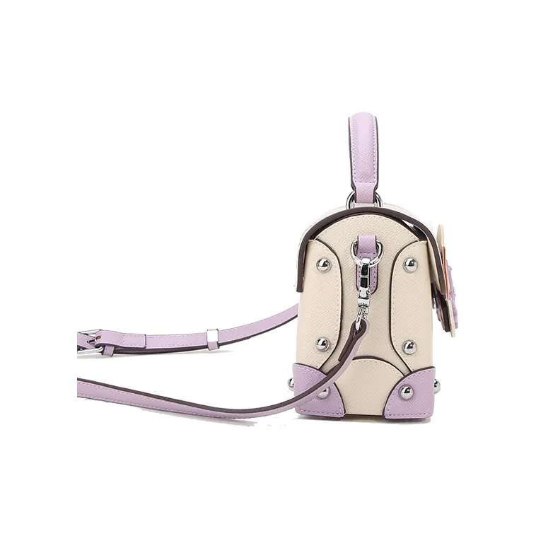 BUHOWE PU Handbag Women's White & Purple-3