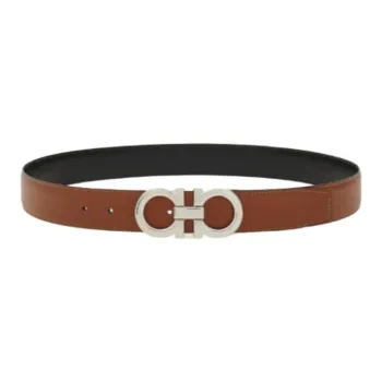 FERRAGAMO Leather Belts Men's Brown Width 3.2cm