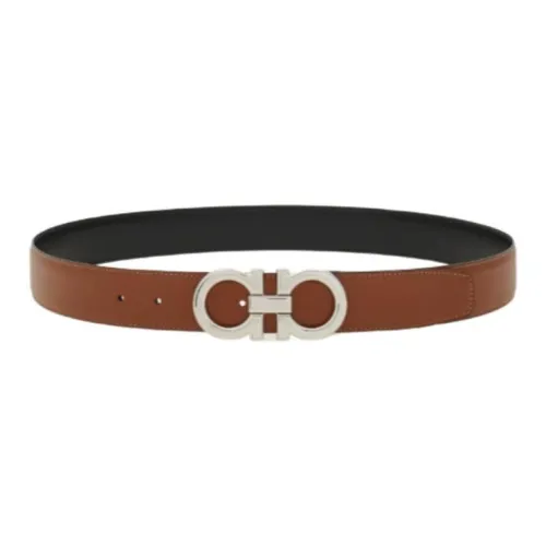 FERRAGAMO Leather Belts Men's Brown Width 3.2CM