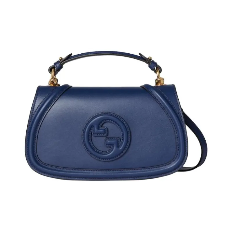 GUCCI Blondie Leather Shoulder Bag, Handbag Medium Size Women's Blue-0