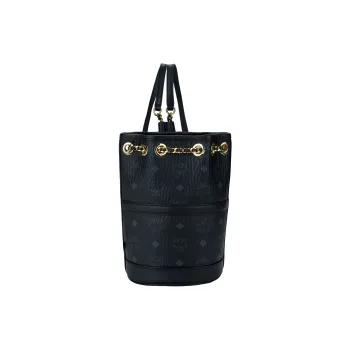 MCM Aren Calfskin Trim Bucket Bag Backpack Mini Women's Black