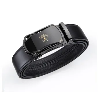 Automobili Lamborghini Cow Leather Belts Men's Width 3.5cm Gift Box Set