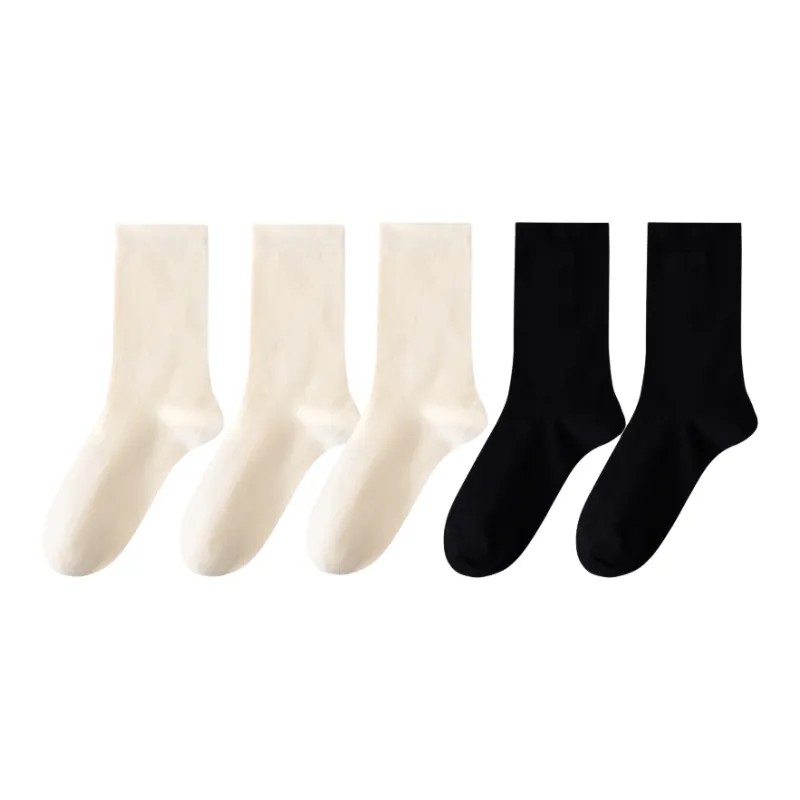MIANWUQI Mid Calf Socks Women's 5 Pack-24