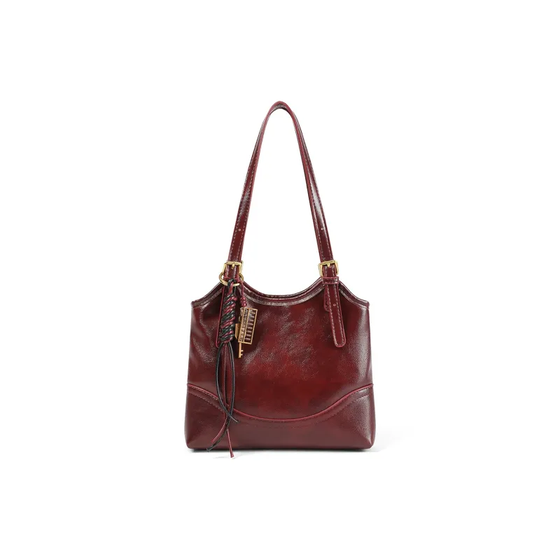 PT'SON Synthetic Leather Underarm Shoulder Bag, Handbag, Tote Bag Regular Women's Brown/Red-13