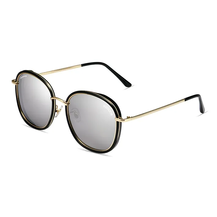 VEGOOS TR/Memory Plastic Metal Oval Sunglasses Women's-4