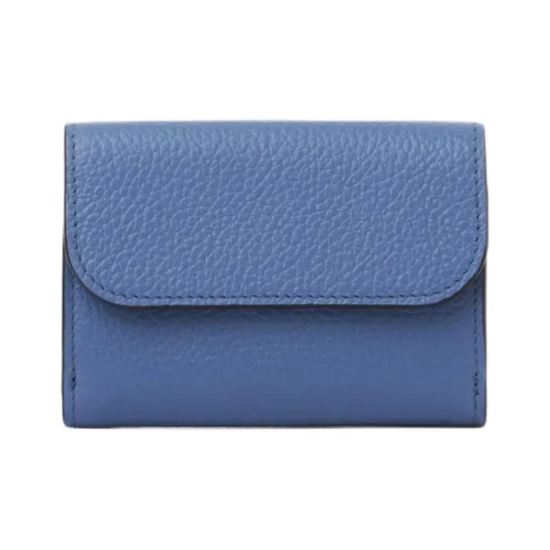 Chloe Grain Cow Leather Trifold Wallet Trumpets Women's Moonlight Blue-2