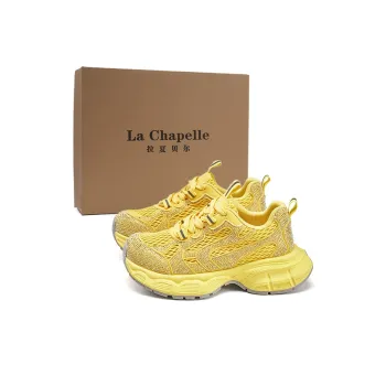 La Chapelle Abrasion Resistant Lightweight Breathable Height Increasing Low Top Chunky Sneakers Women's Yellow