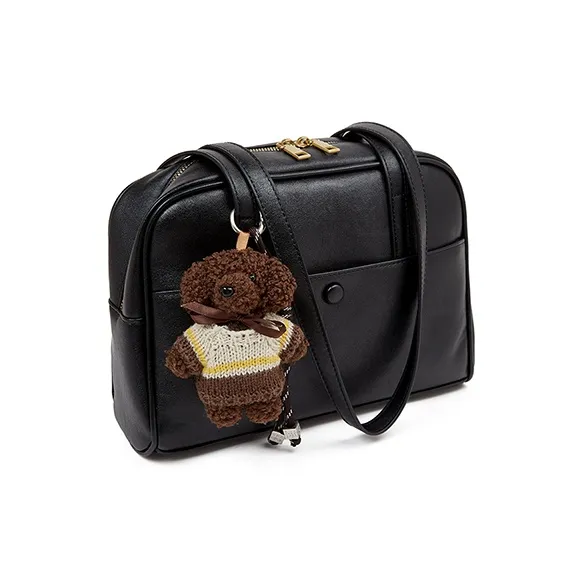 Old Man's Head Synthetic Leather Bowling Bag, Shoulder Bag Women's Coffee/Brown/Black-21