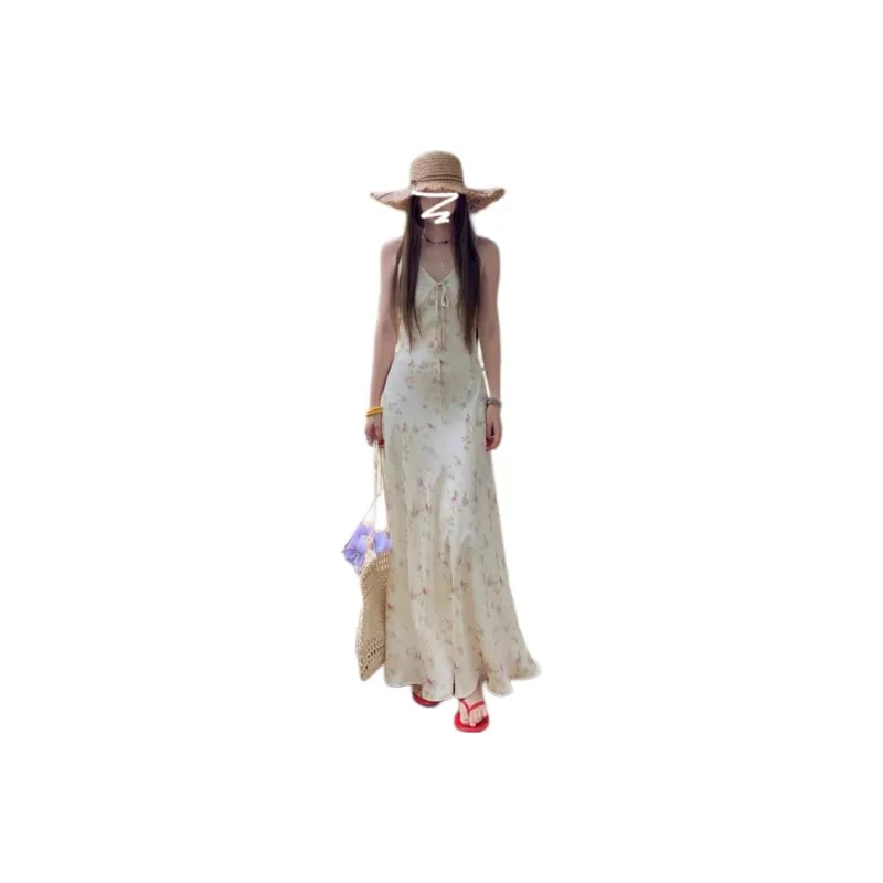 Dior Beauty Sleeveless Dress Women's Apricot-2