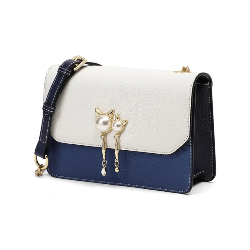 EBLAN Cow Leather Shoulder Bag, Crossbody Bag Regular Women's Pink White/blue-9