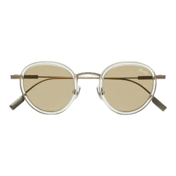 Zegna Titanium Acetate Round Sunglasses Unisex Transparent-0
