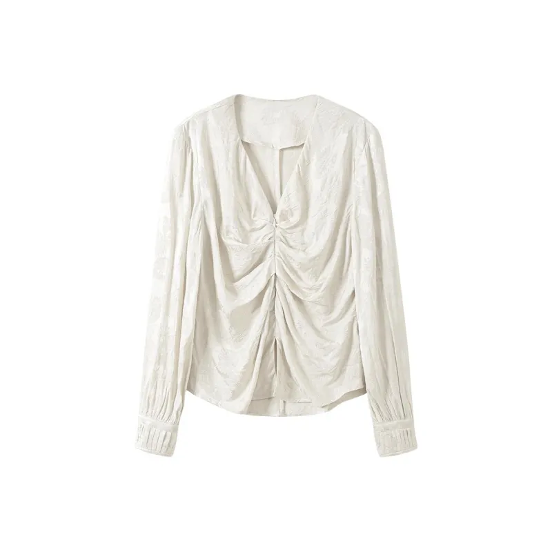 SHUXI Shirt Women's Mustard Green Beige-0