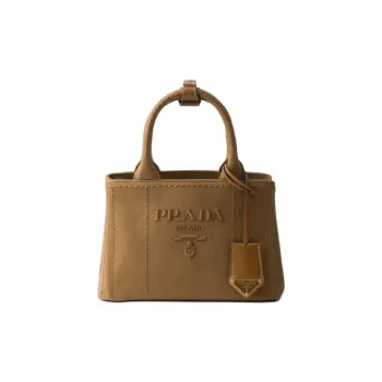 PRADA Cotton Tote Bag, Shopping Bag, Shoulder Bag, Handbag Mini Women's Khaki