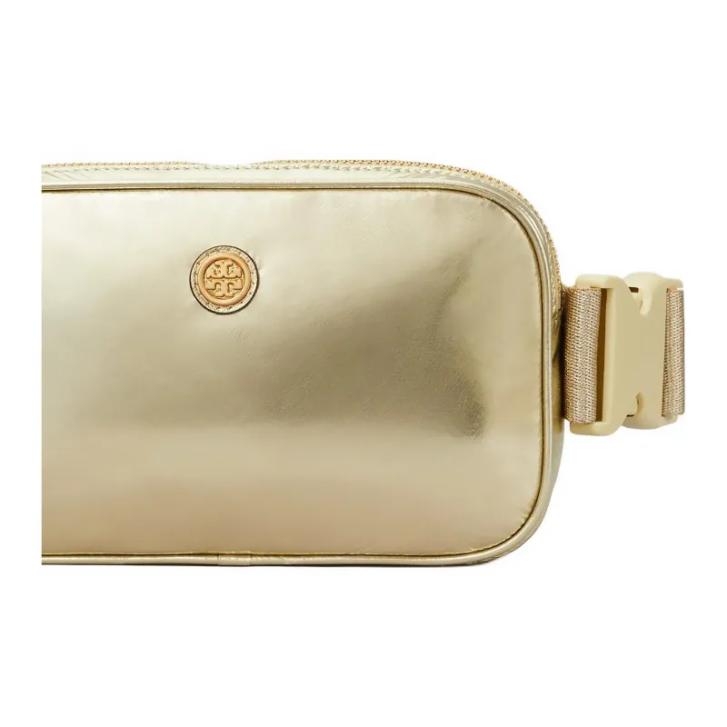 TORY BURCH Metal Nylon One Shoulder Crossbody Fanny Pack Women's Gold-3