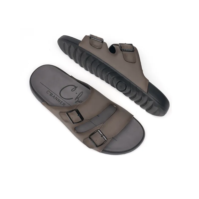 C°BANNER Rubber Sole Slip Resistant Slide Slippers Men's Gray-3