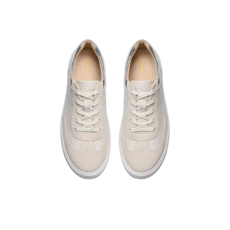 Clarks Makea Court Low Top Skateboard Shoes Women's Silver-3