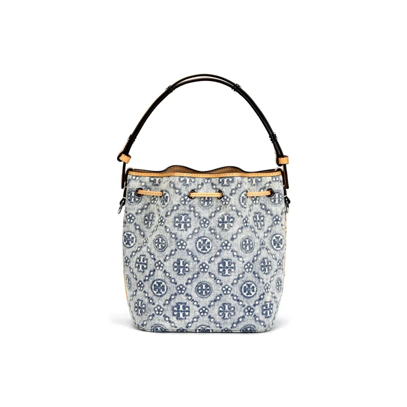TORY BURCH T Monogram Denim Bucket Bag Powder Blue-2
