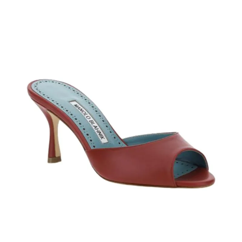 MANOLO BLAHNIK Slide Slippers 7cm Women's Burgundy-2