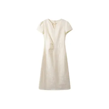 SHUXI Short Sleeved Dress Women's Moonlit White