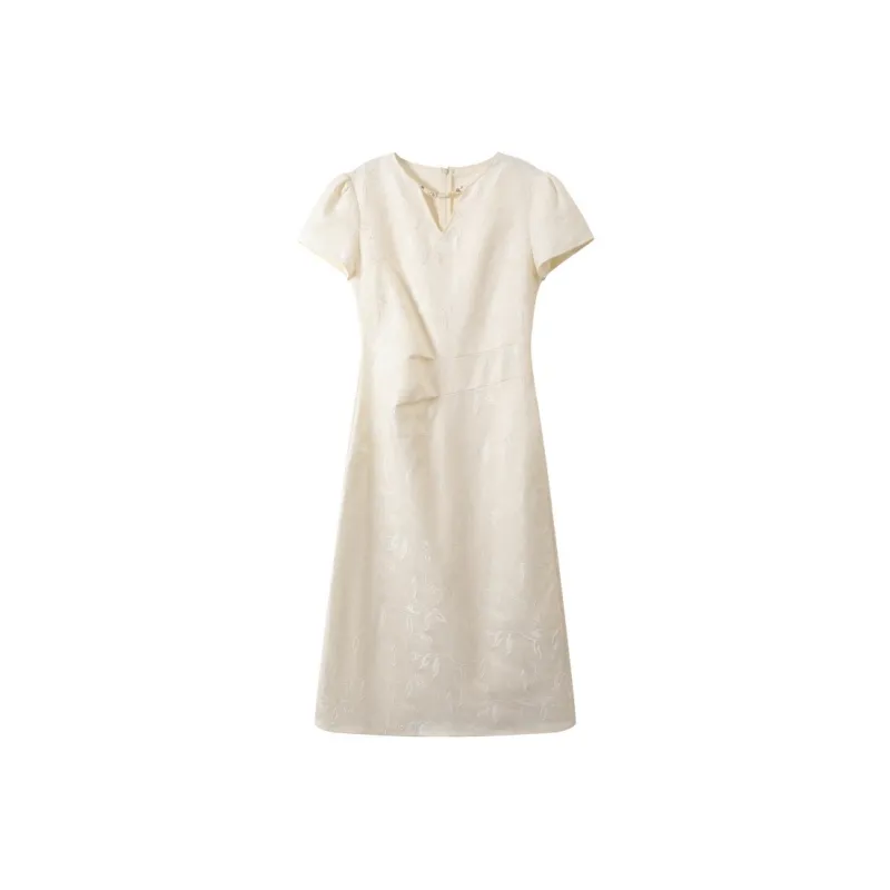 SHUXI Short Sleeved Dress Women's Moonlit White-0