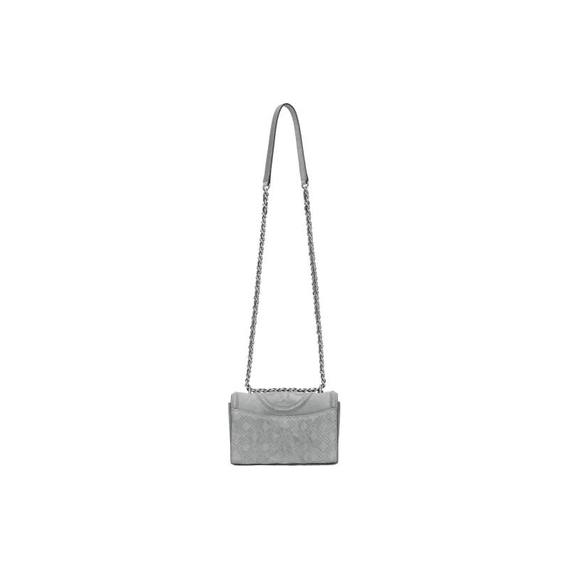 TORY BURCH Fleming Leather Crossbody Bag, Shoulder Bag Trumpets Women's Gray-2