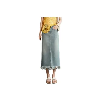 TERRE BLEUE Spring, Summer, Fall Denim Long Skirt Women's