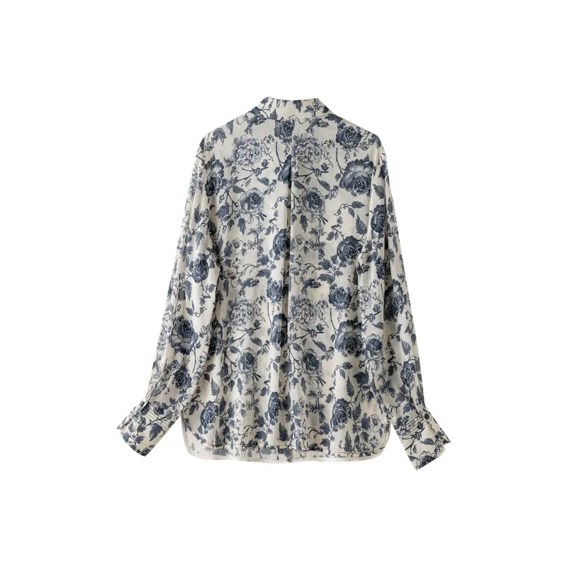 To the west Shirts Women's Blue And White Porcelain-1