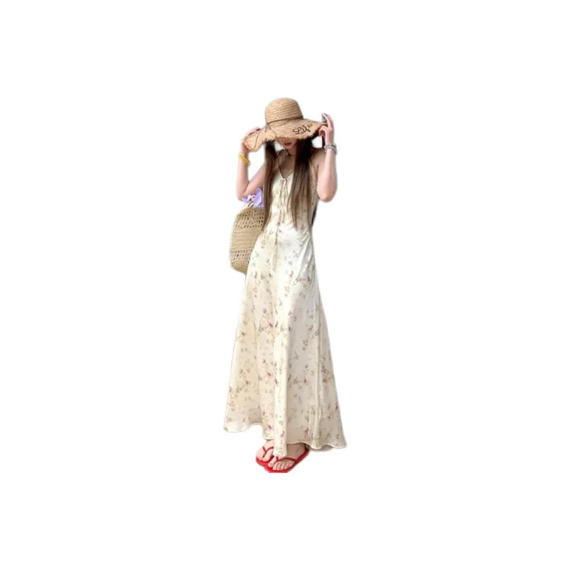 Dior Beauty Sleeveless Dress Women's Apricot-0